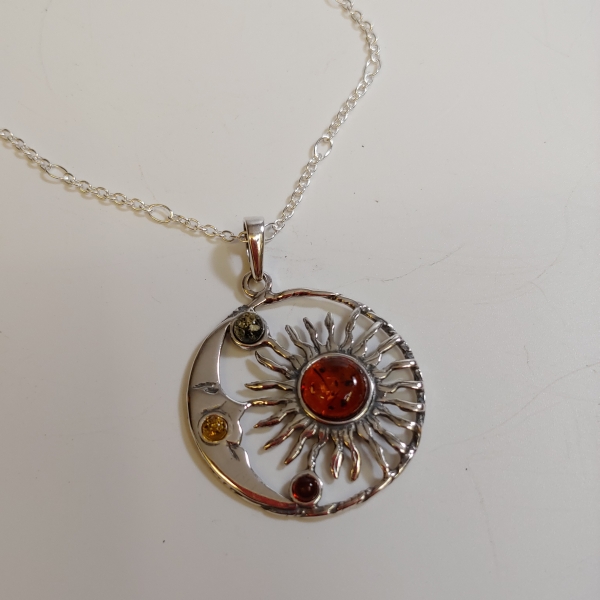 HWG-158 Pendant, Moon & Sunburst $33 at Hunter Wolff Gallery